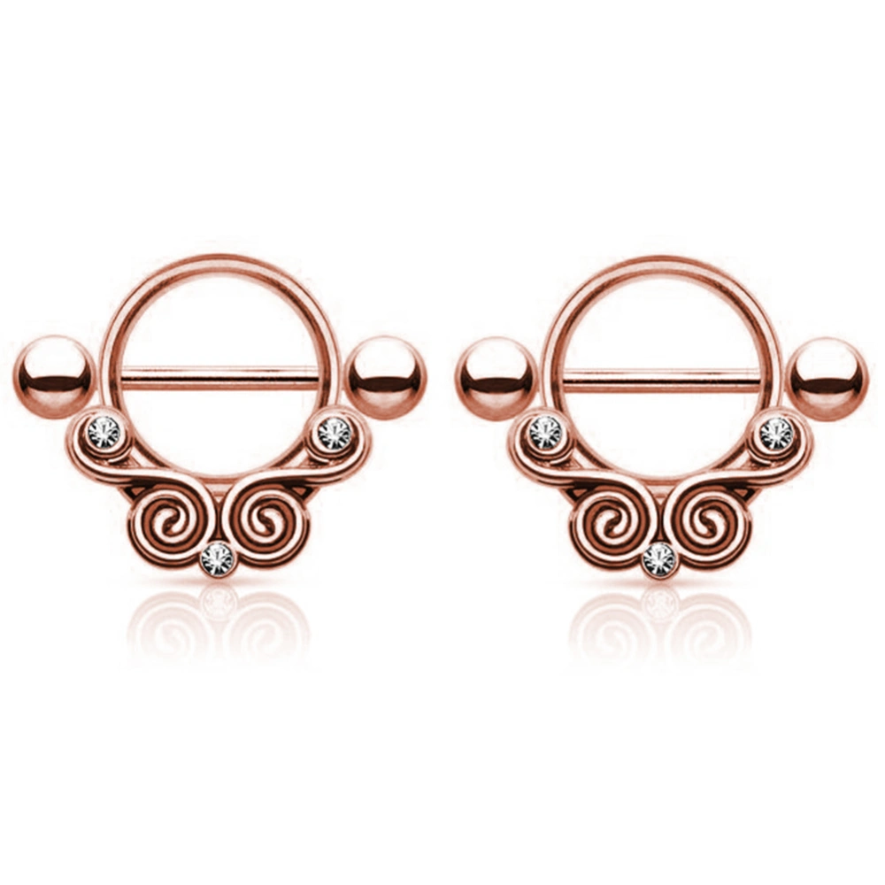 Snail Stainless Steel Circle Bar Barbell Shield Nipple Ring Body Piercing Jewelry Rose Gold