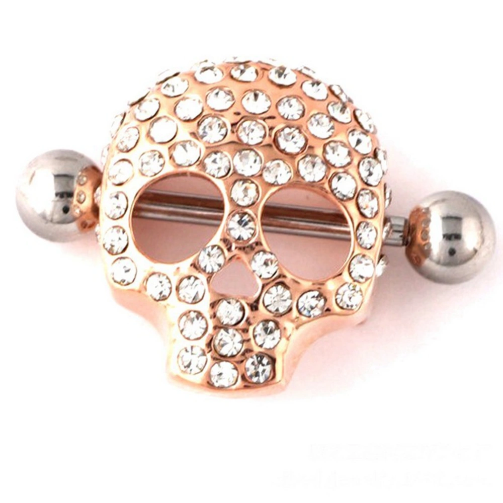 Stainless Steel Skull Anti allergy Nipple Ring Body Piercing Jewelry Gold