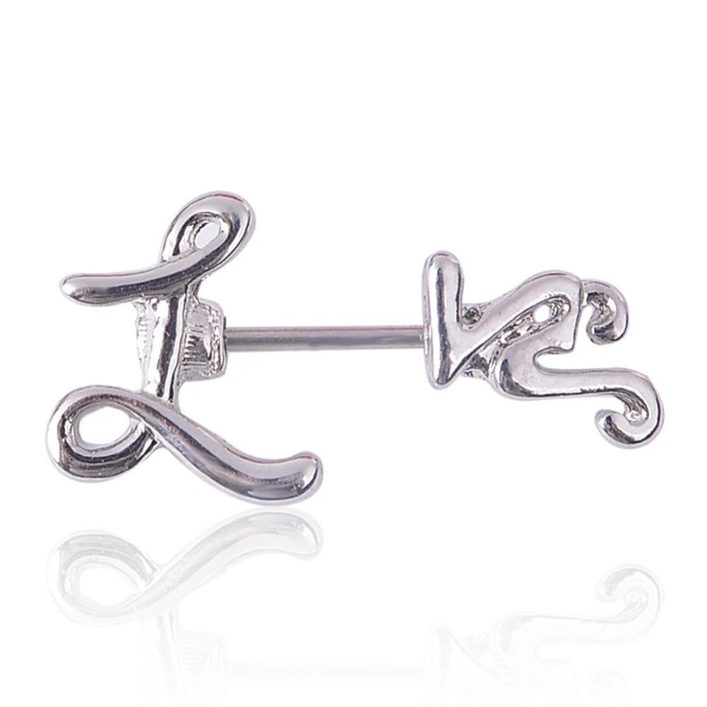 1Pcs Surgical Steel Body Piercing Jewelry Letters Bar Barbell Nipple Shield Ring