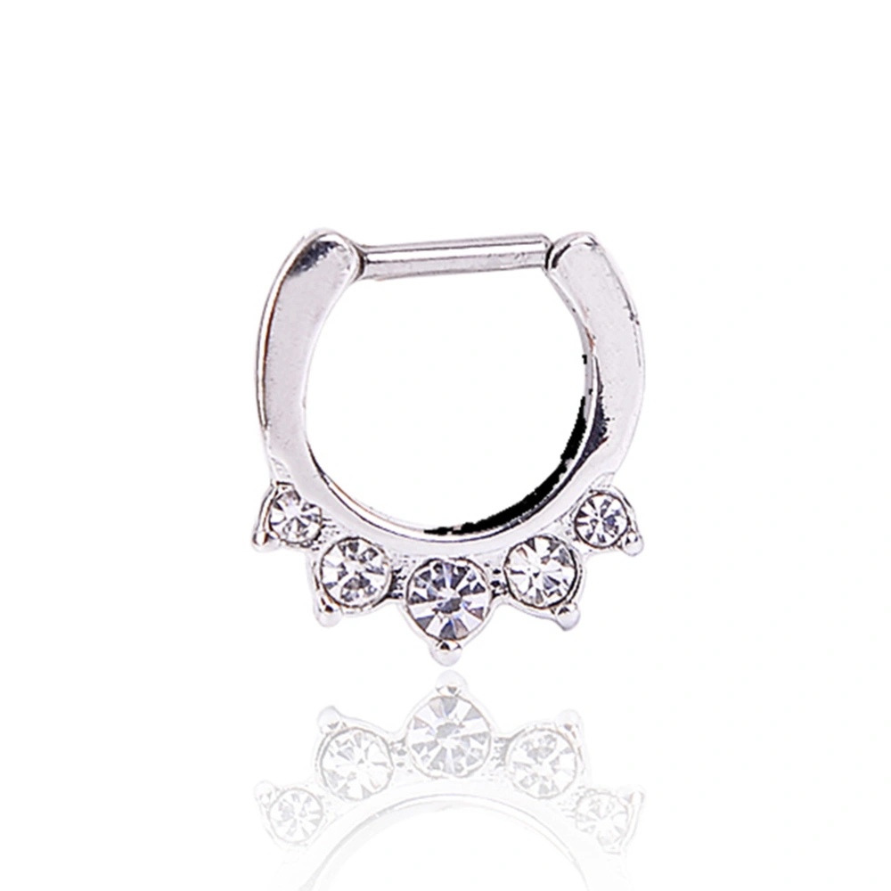 1Pcs Surgical Steel Body Piercing Jewelry U Shape Nipple Shield Ring With Rhinestones (White)