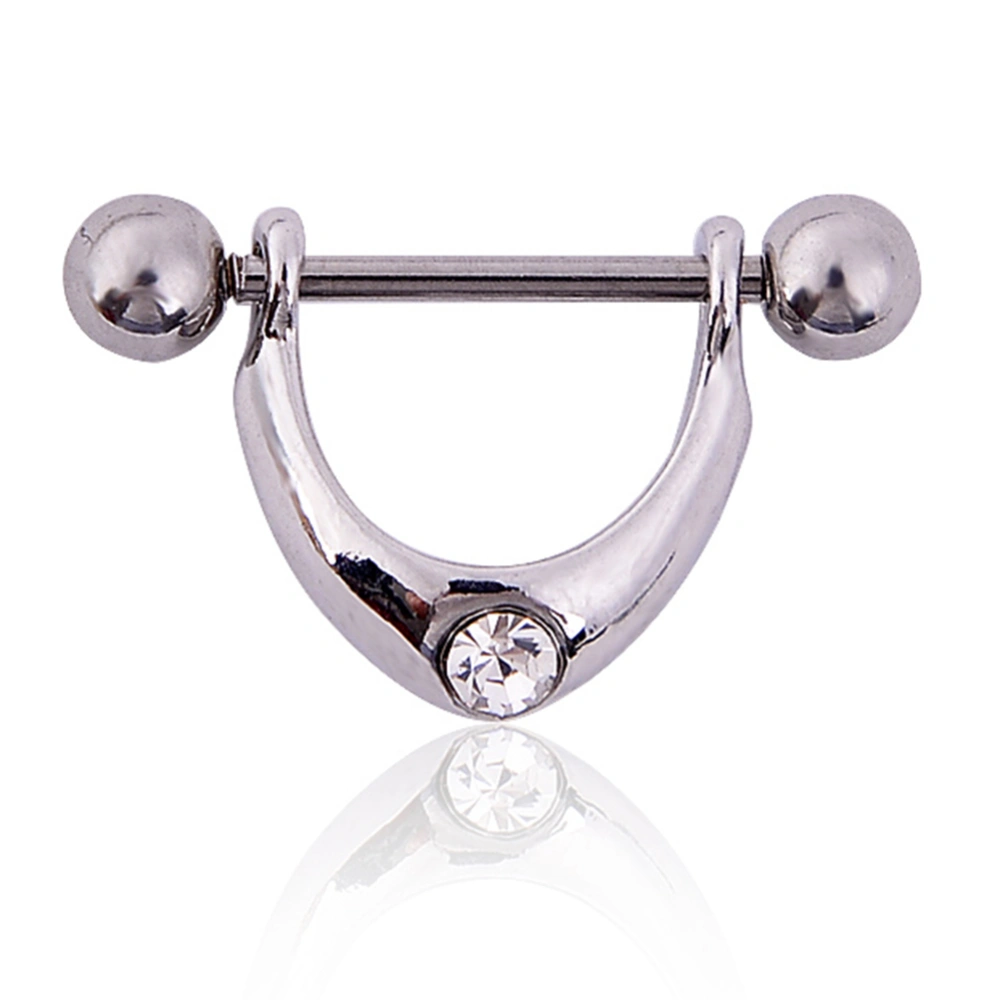 1Pcs Surgical Steel U Shaped Body Piercing Jewelry Nipple Ring Rhinestone Bar Barbell Shield