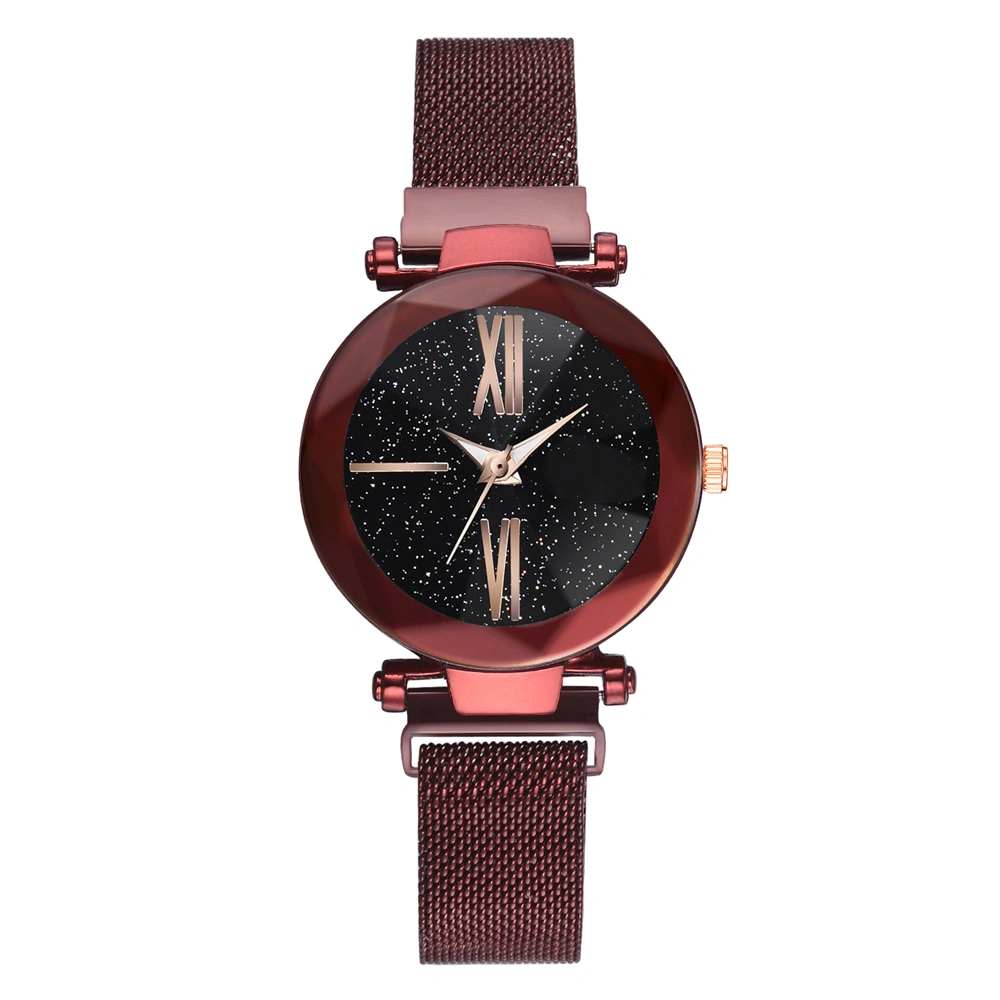 Fashionable Alloy Strap Round Dial Analog Display Quartz Women Wristwatch (Red)