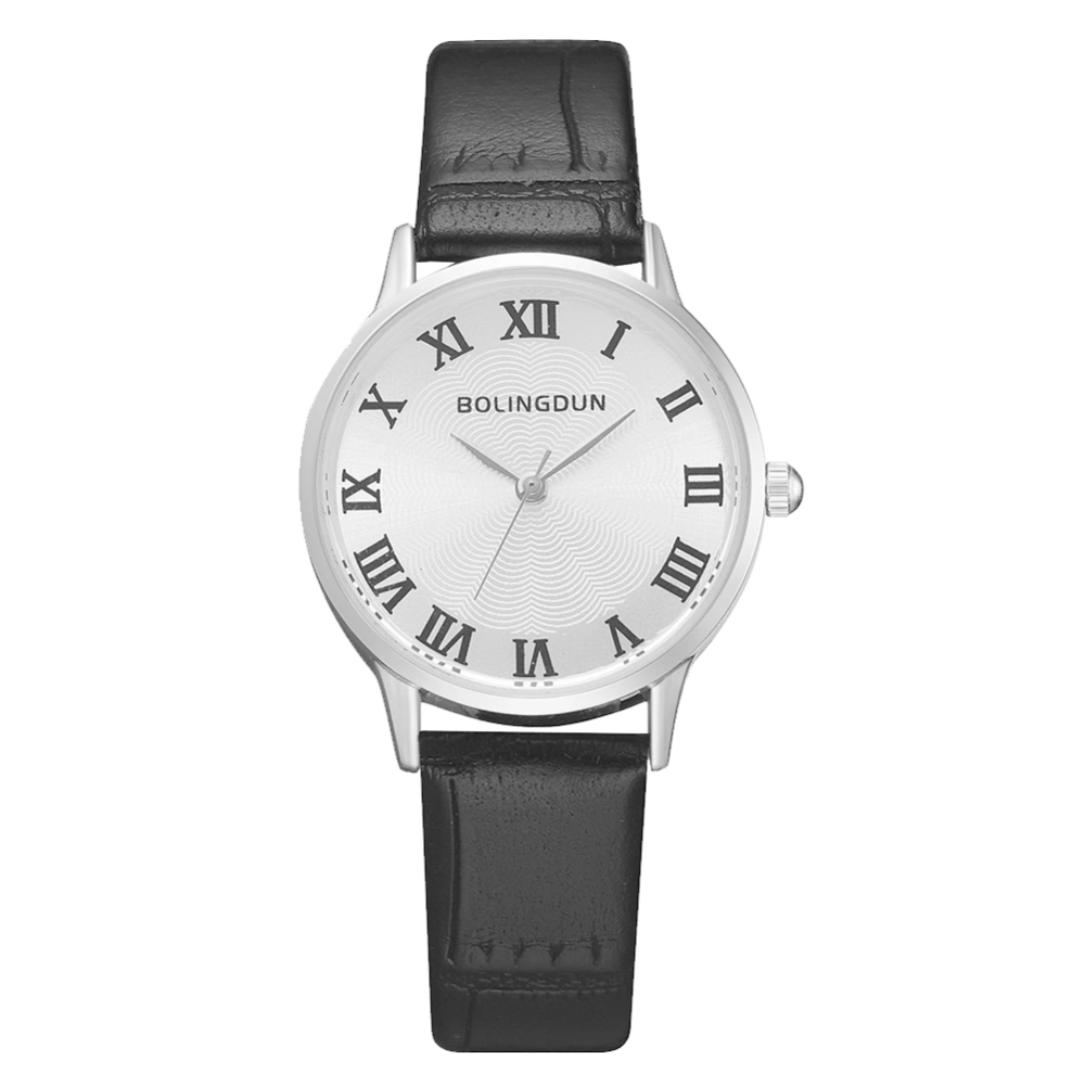 Fashionable Business Women Men Quartz Analog Watch Sample Leisure Wristwatch Silver Small