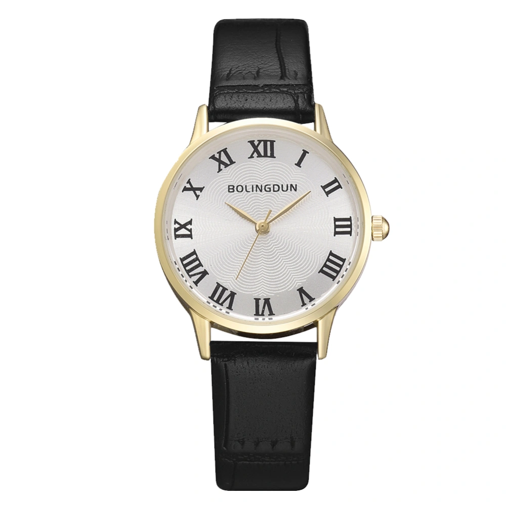 Fashionable Business Women Men Quartz Analog Watch Sample Leisure Wristwatch Gold Small