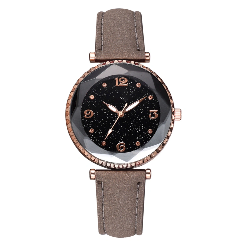 Simple Fashion Slim PU Strap Women Lady Watch Quartz Wristwatch Casual Wristwatch (Gray)