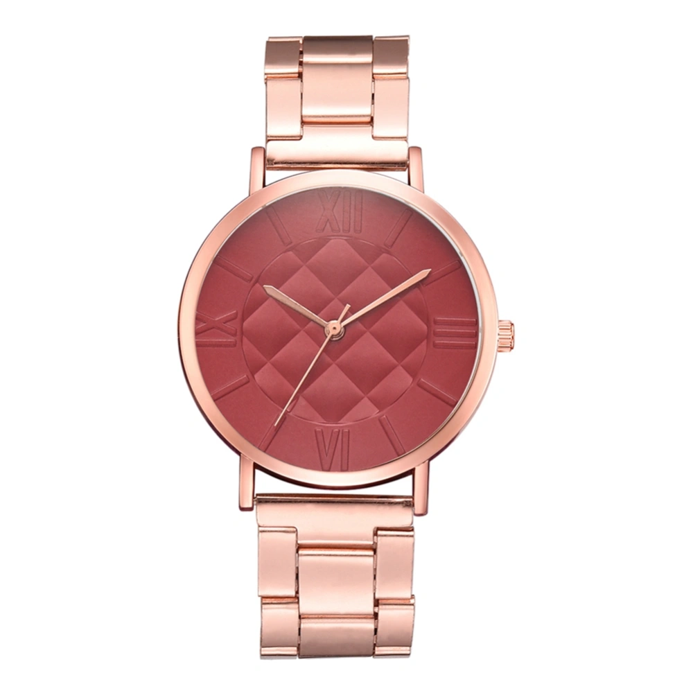 Fashion Alloy Strap Round Dial Wristwatch Women Lady Causal Watch(Red)