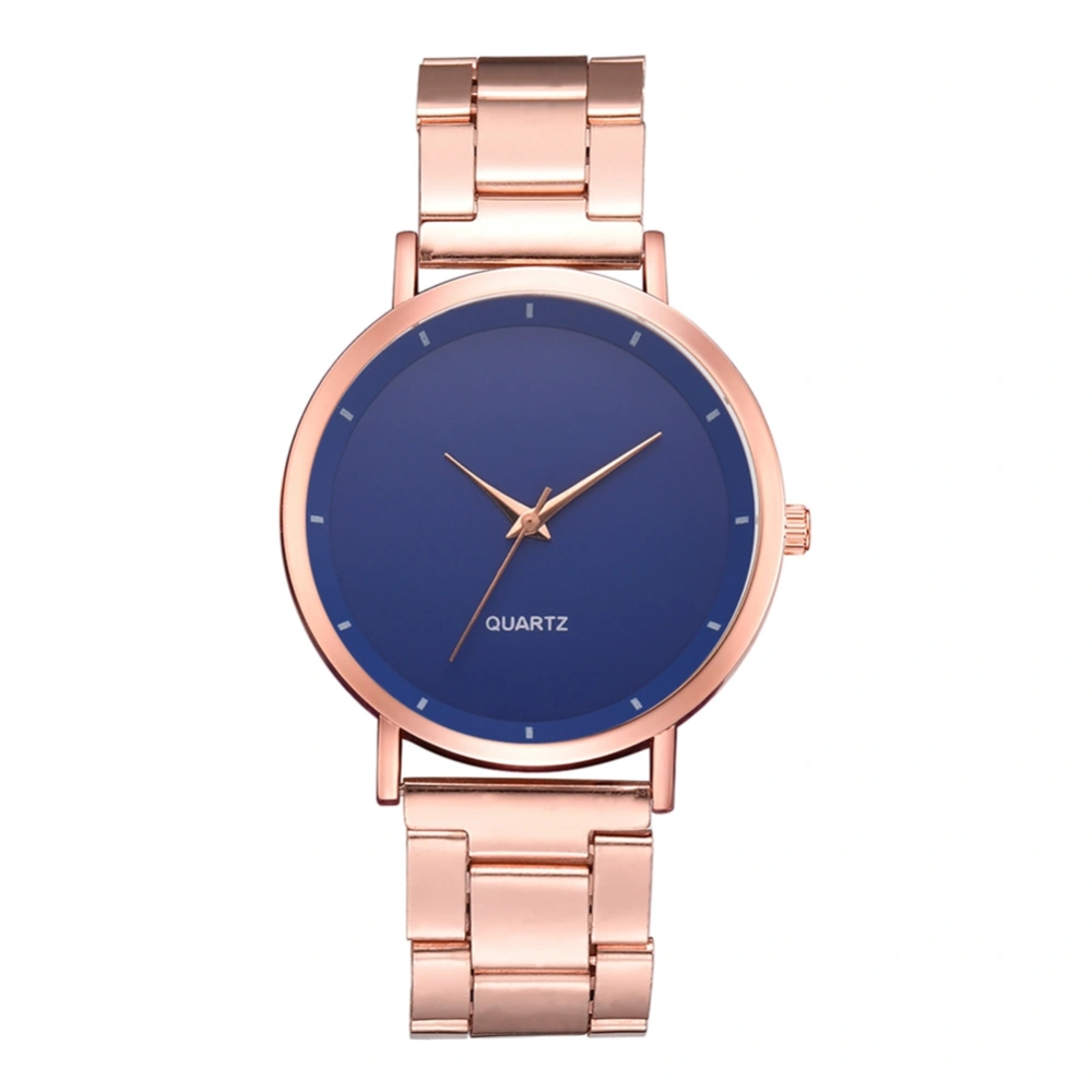 Fashion Simple Style Women Steel Strap Watch Round Dial Causal Quartz Wristwatch Blue