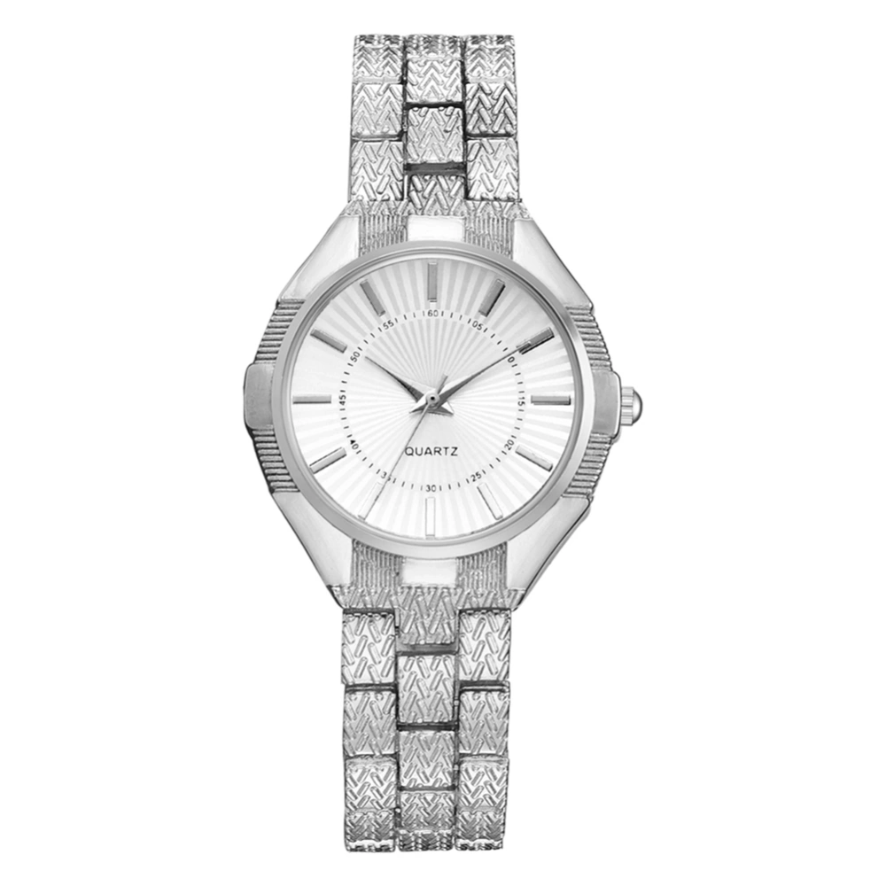 Fashionable Women Alloy Watch Female Business Analog Display Quartz Wristwatch (Silver)