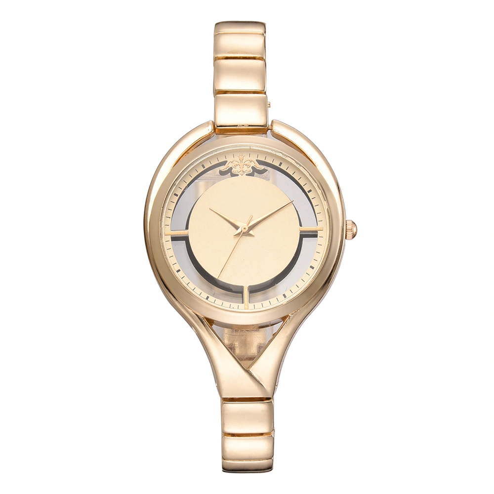 Fashionable Personalized Ladies Wristwatch Simple Alloy Watch Female Quartz Watch Gold