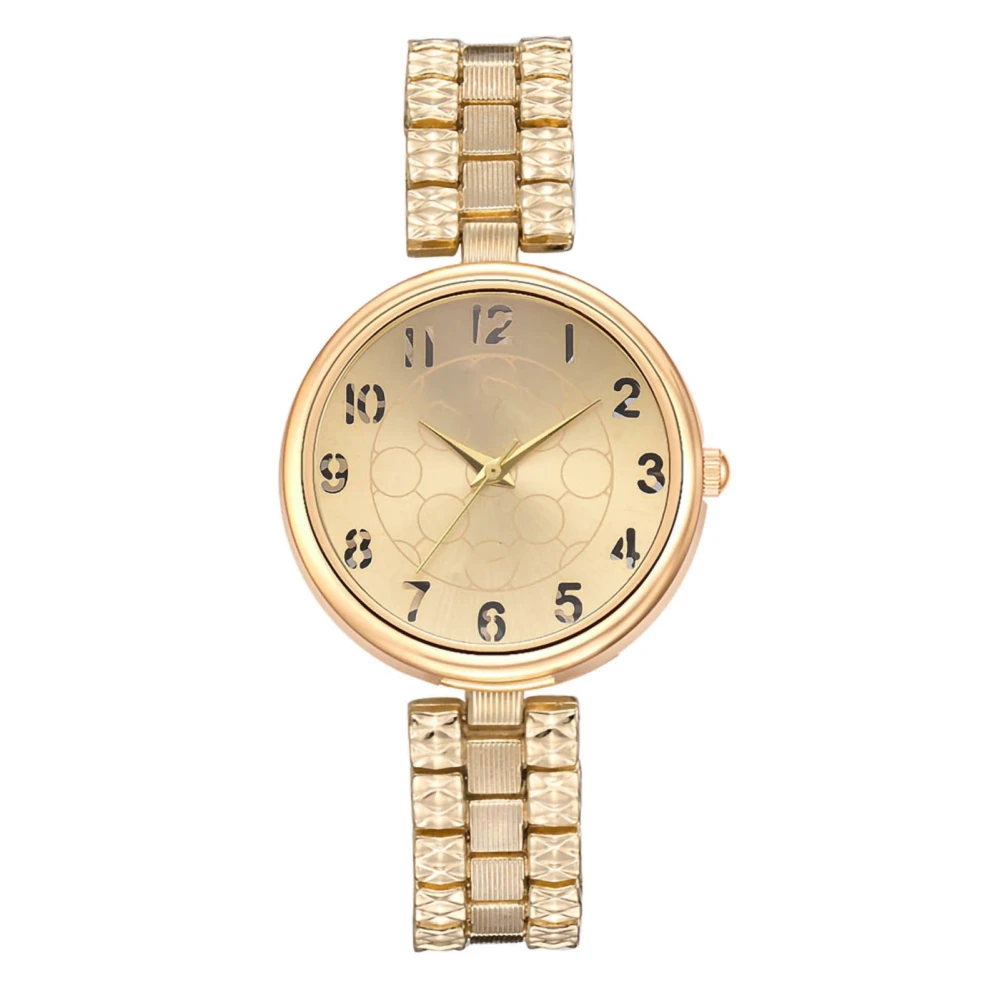 Elegant Women Slim Alloy Strap Bracelet Watch Business Quartz Wristwatch (Gold)