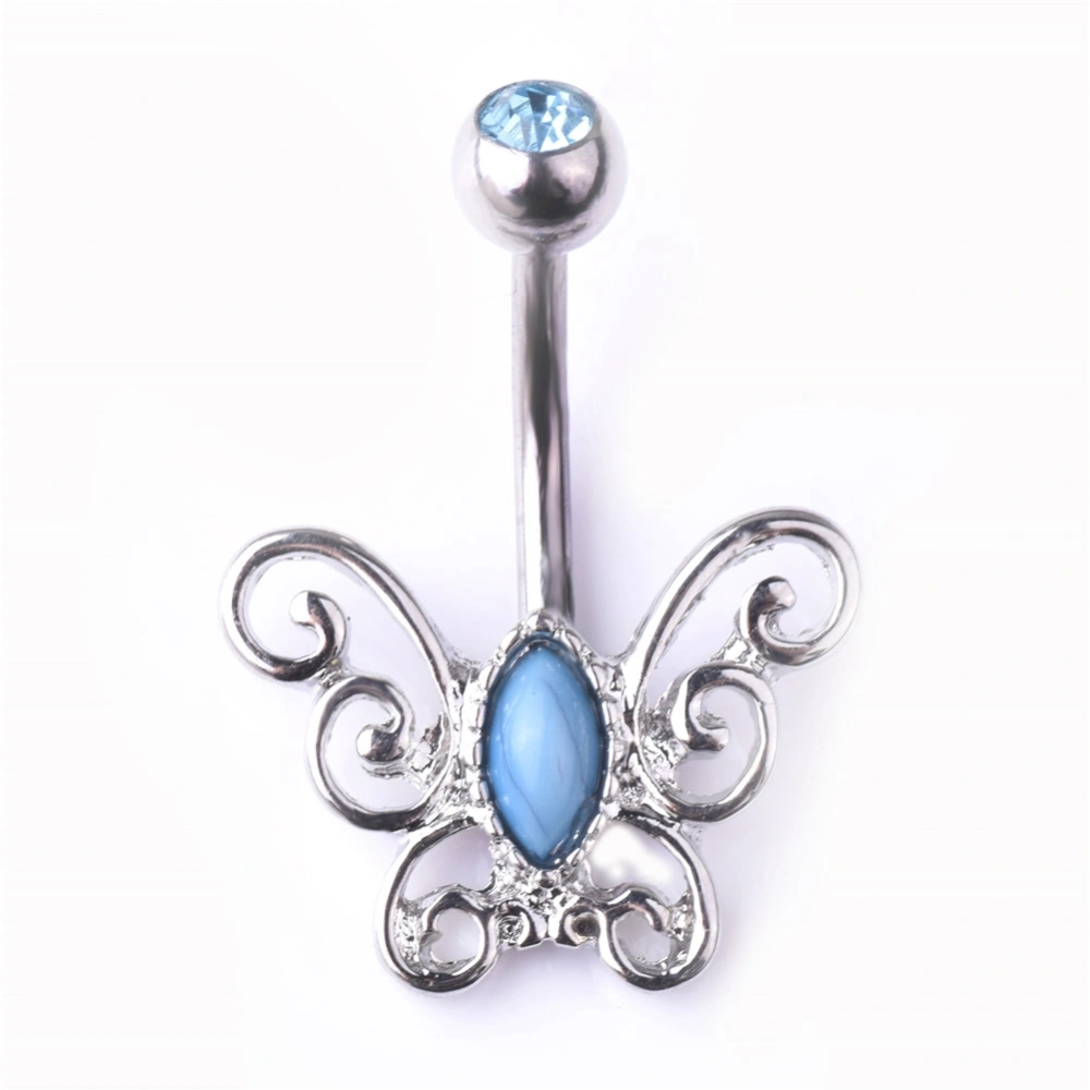 Fashion Stainless Steel Turquoise Belly Navel Ring Body Piercing Jewelry(Butterfly)