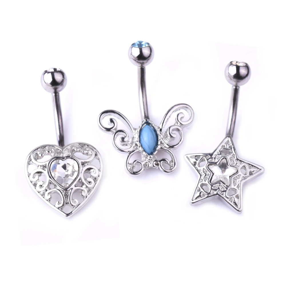 Fashion Stainless Steel Turquoise Belly Navel Ring Body Piercing Jewelry(Three piece Set)