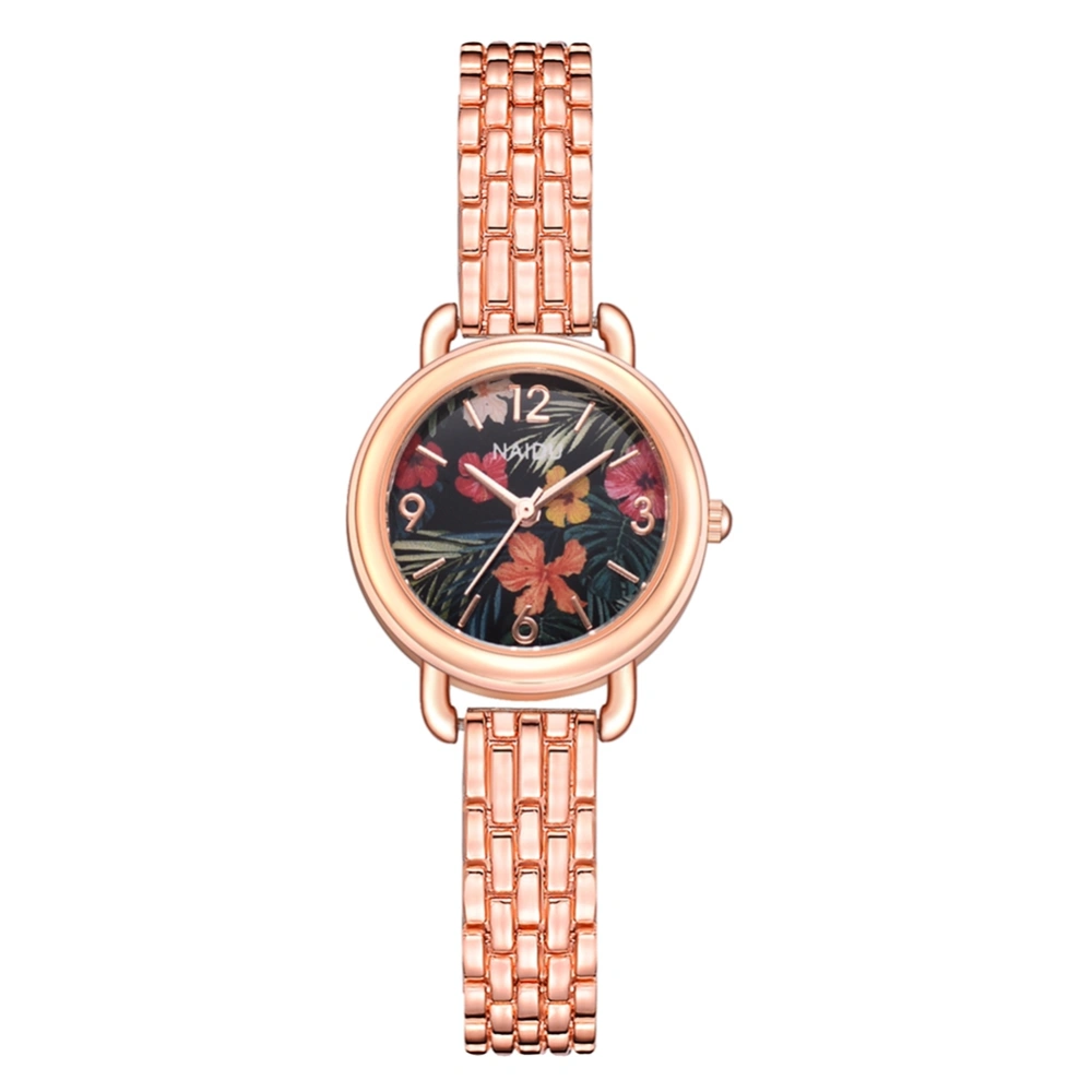 Women Casual Luxury Alloy Strap Floral Dial Quartz Analog Bracelet Watch Dress Wristwatch (#2)