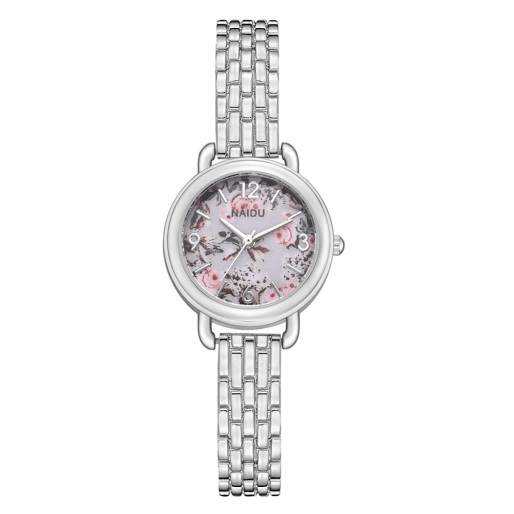 Women Casual Luxury Alloy Strap Floral Dial Quartz Analog Bracelet Watch Dress Wristwatch (#8)