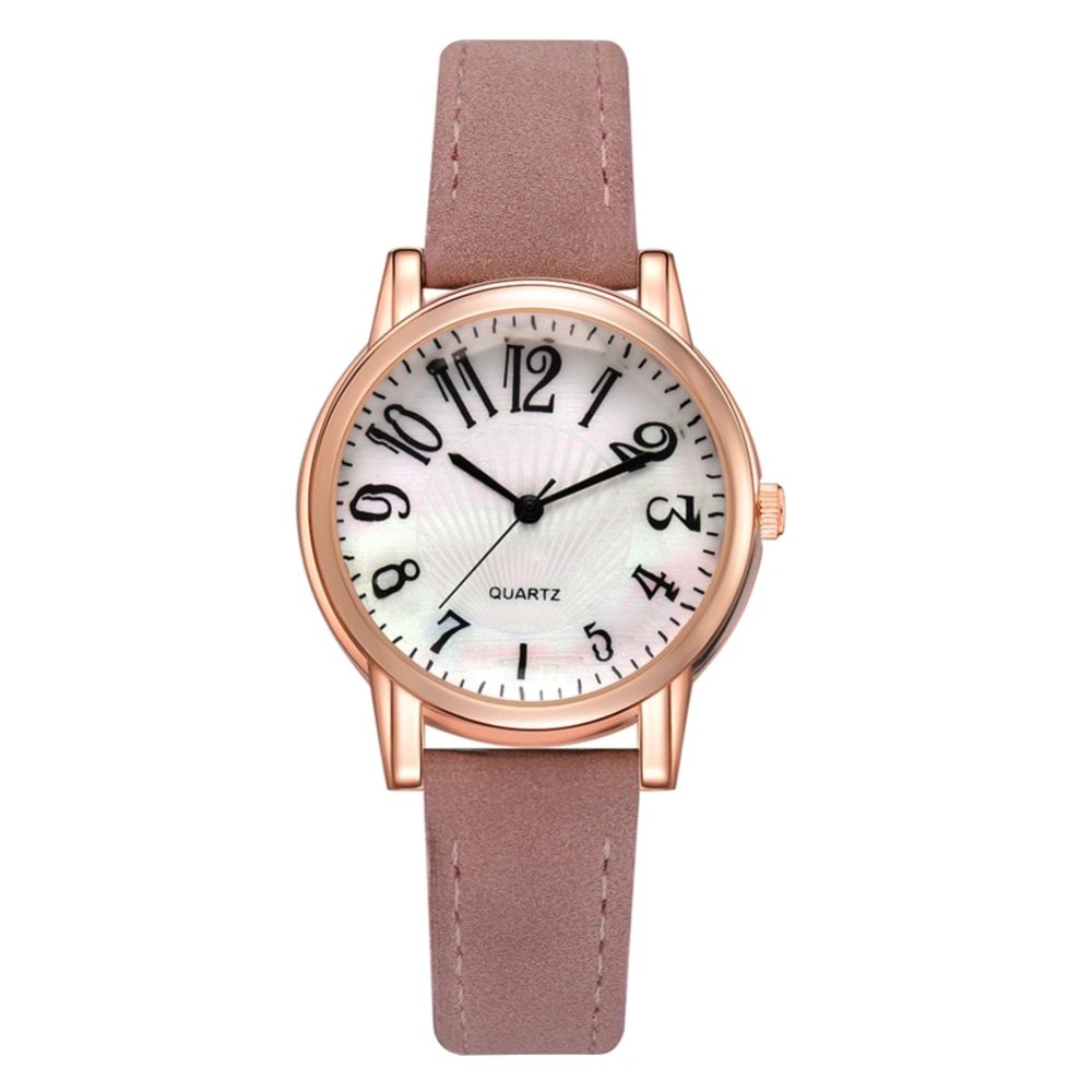 Fashion Classic Digital Women Round Dial PU Leather Quartz Watch(Pink)