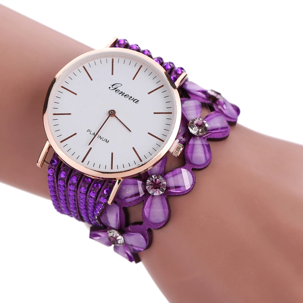 Ethnic Style Women Retro Fashion Dreamcatcher Twining Multilayer Alloy Quartz Watch (Purple)