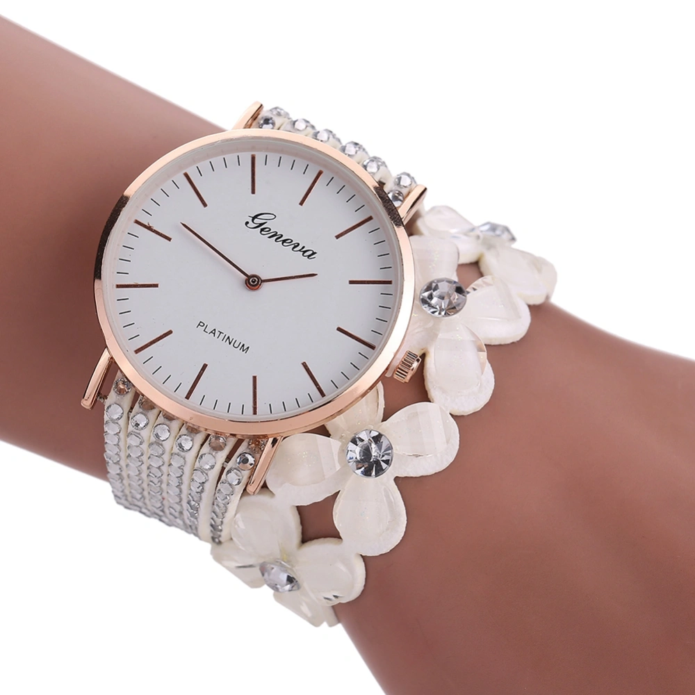 Ethnic Style Women Retro Fashion Dreamcatcher Twining Multilayer Alloy Quartz Watch (White)