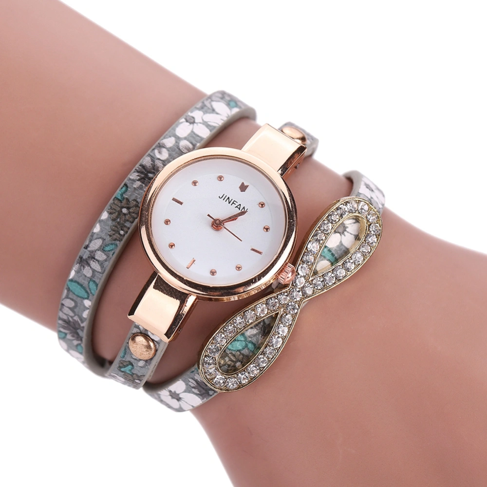 Fashion Woman Rhinestones Quartz Wristwatch Multi Layers Wings Bracelet Watch (#3)