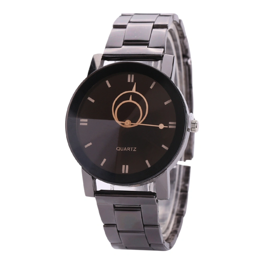 Fashion Alloy Band Quartz Watch Big Round Dial Men Women Couple Wristwatch (Big)