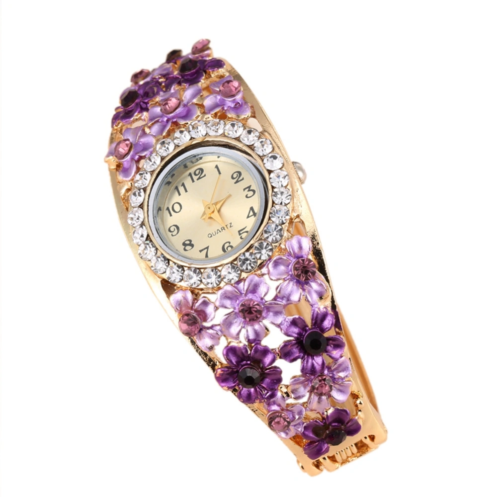 Elegant Retro Fashionable Women Quartz Rhinestones Alloy Bracelet Watch(2)