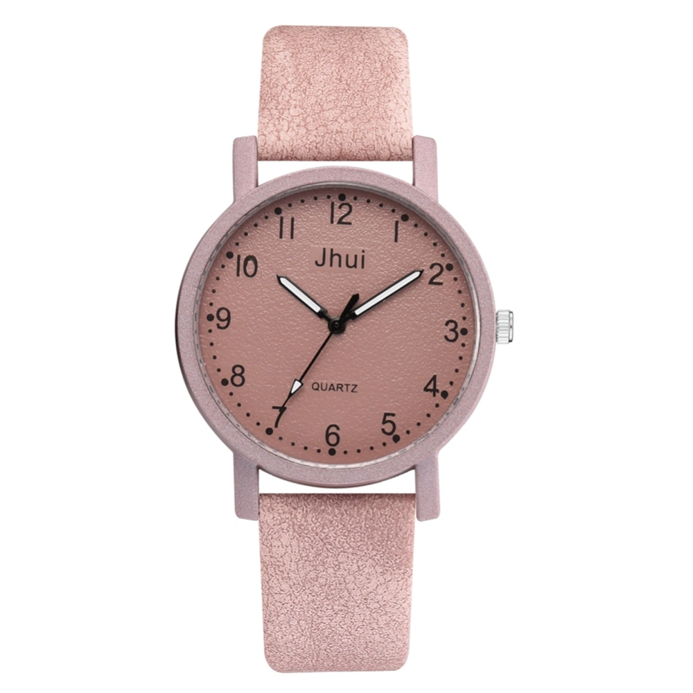 Fashion Classic Solid Color Men Women Round Dial PU Leather Quartz Watch(Pink)