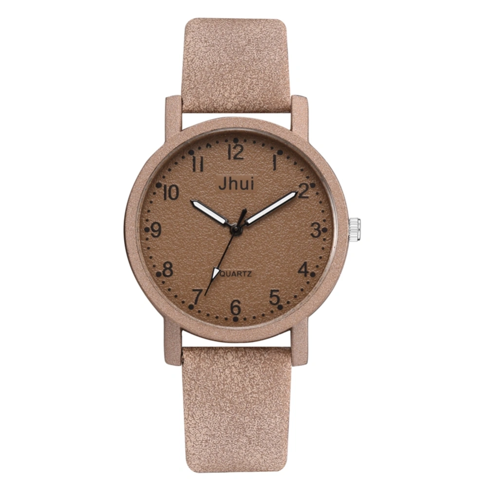 Fashion Classic Solid Color Men Women Round Dial PU Leather Quartz Watch(Coffee)