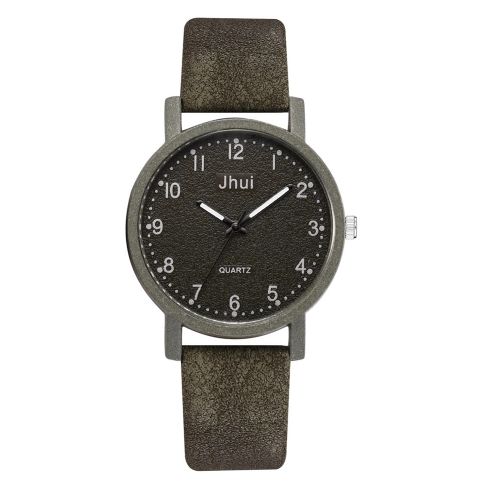 Fashion Classic Solid Color Men Women Round Dial PU Leather Quartz Watch(Green)