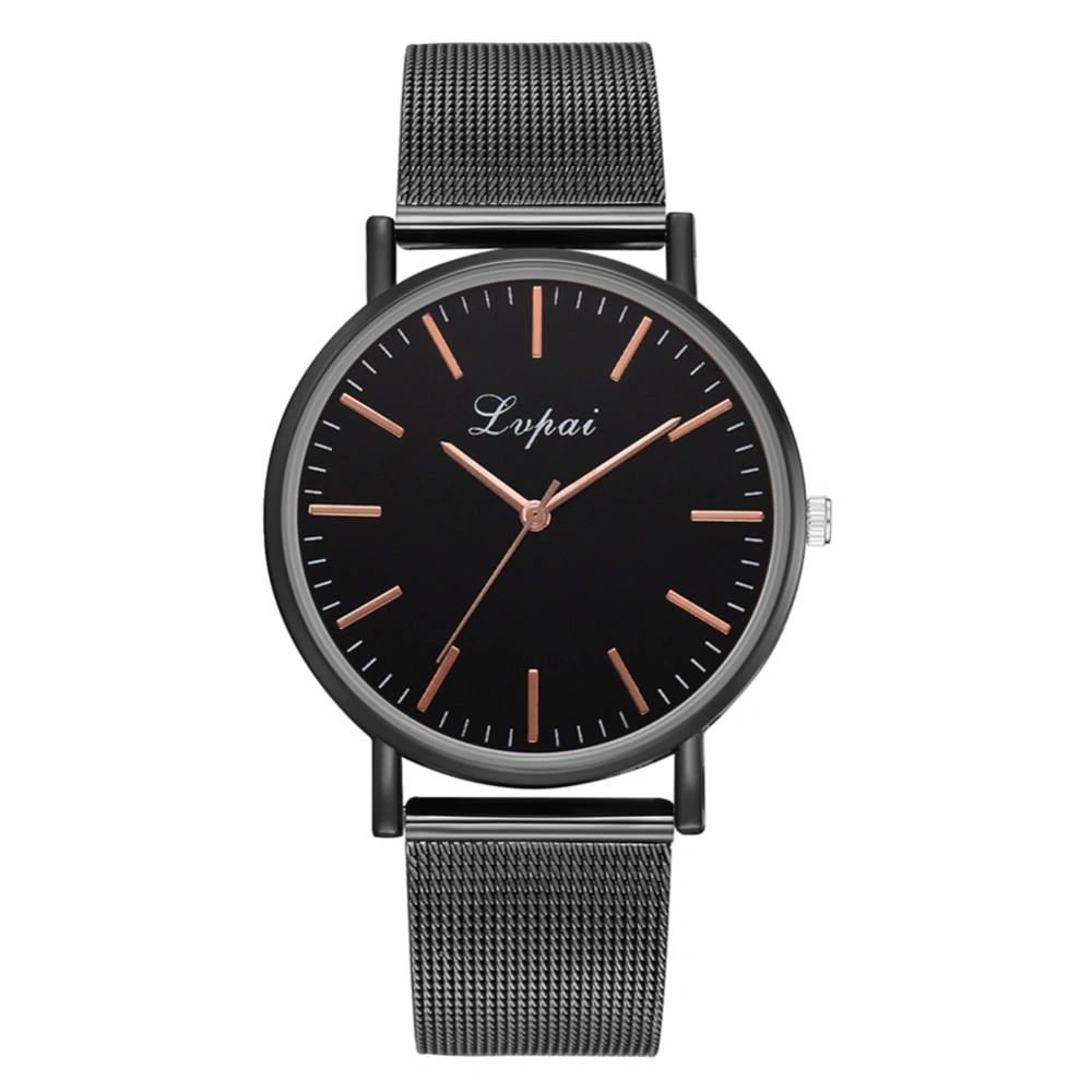 LVPAI Casual Fashionable Women Watch Alloy Mesh Belt Wristwatch(Black+Black Case)