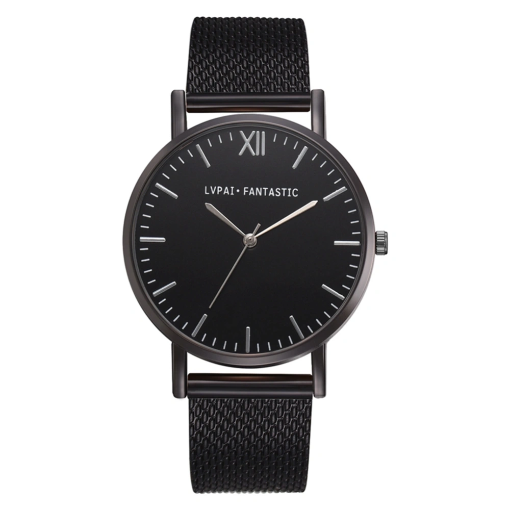 LVPAI Casual Fashionable Women Business Watch Silicone Strap Wristwatch(Black+Silver Black)