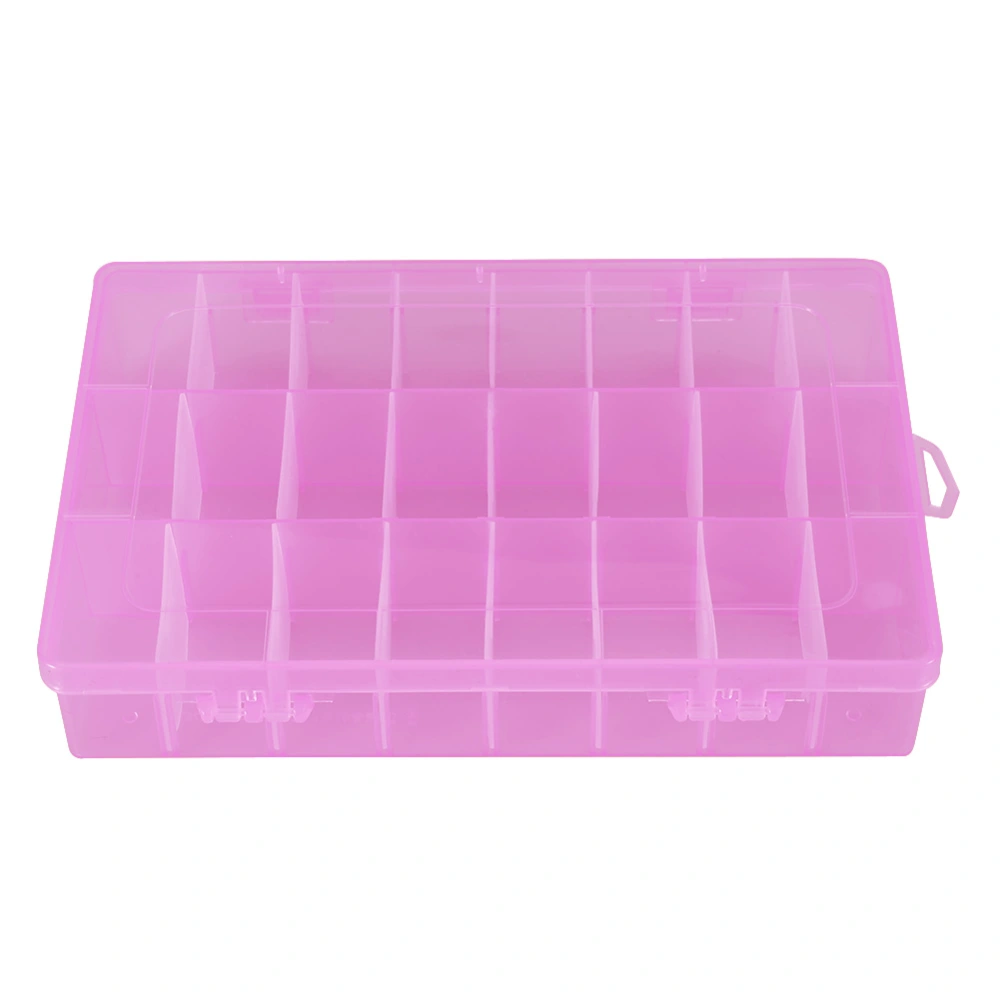 24 Grids Plastic Jewelry Adjustable Box Detachable Organizer Beads Earrings Storage Case (Pink)