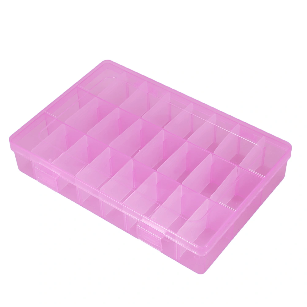 24 Grids Plastic Jewelry Adjustable Box Detachable Organizer Beads Earrings Storage Case (Pink)