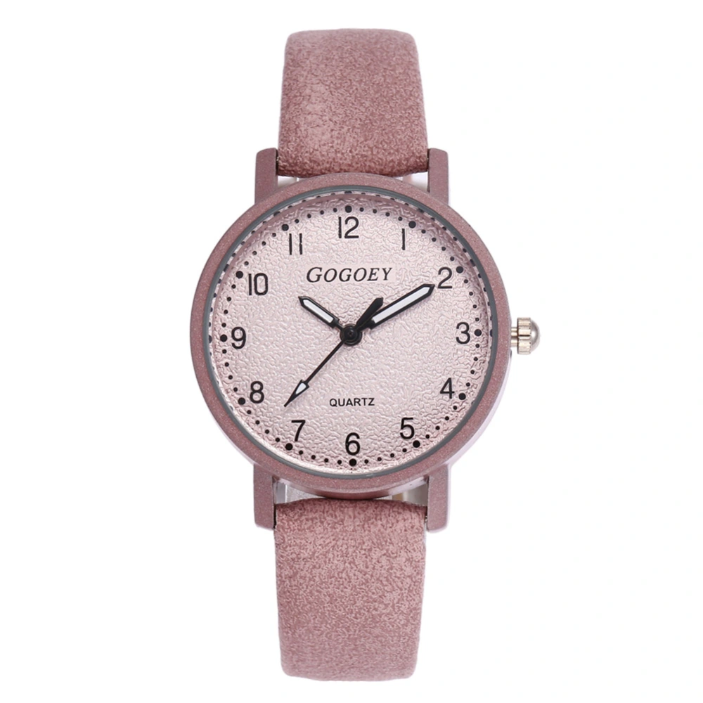 Fashion PU Leather Band Quartz Watch Simple Numeral Dial Patter Female Watch (Pink)