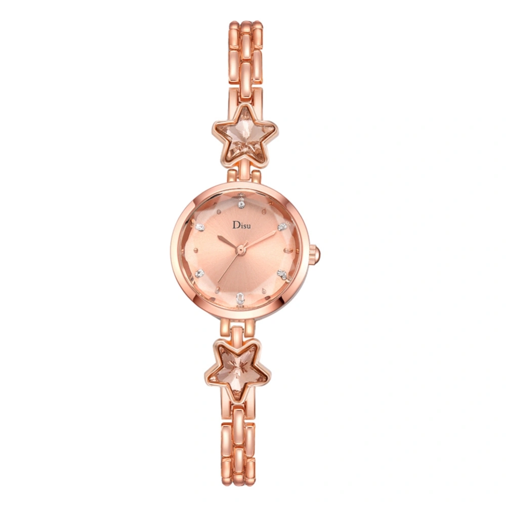 DISU ashionable Exquisite Bracelet Strap Female Alloy Quartz Watch Wristwatch Rose Gold