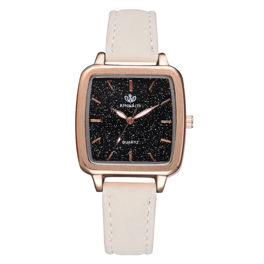 Fashionable Stars Sky Square Dial Quartz PU Leather Belt Wristwatch Watch(White)