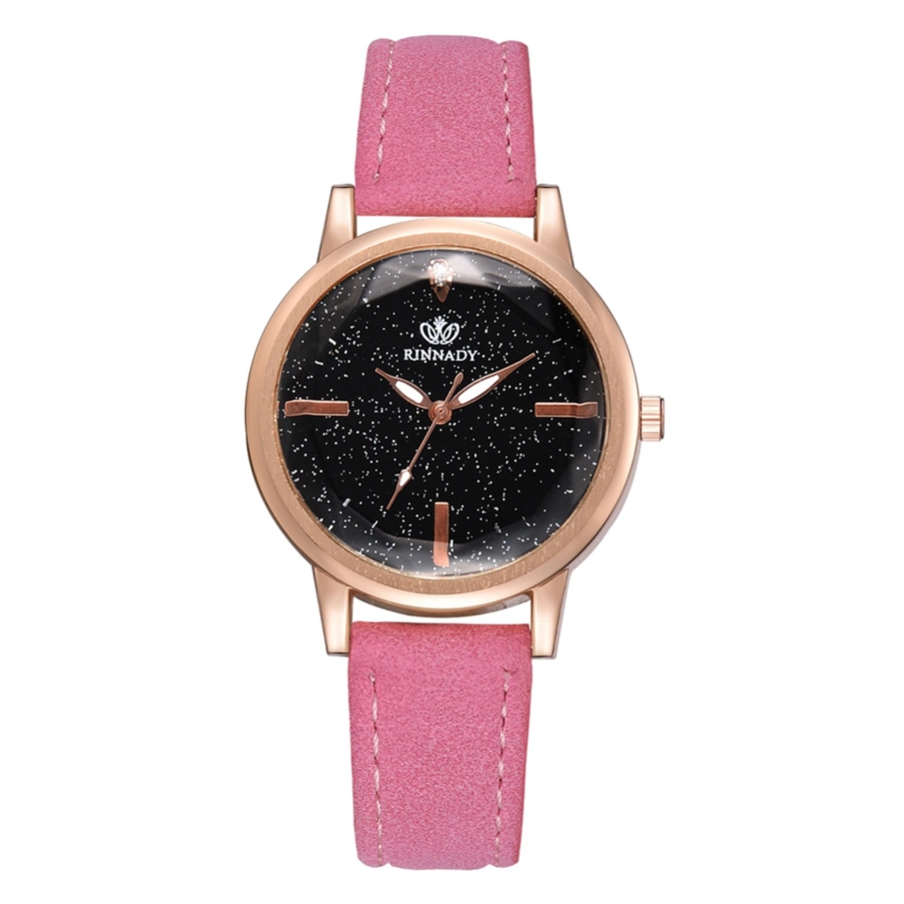 Fashion Elegant Women Stars Sky Round Dial PU Leather Quartz Watch(Pink)