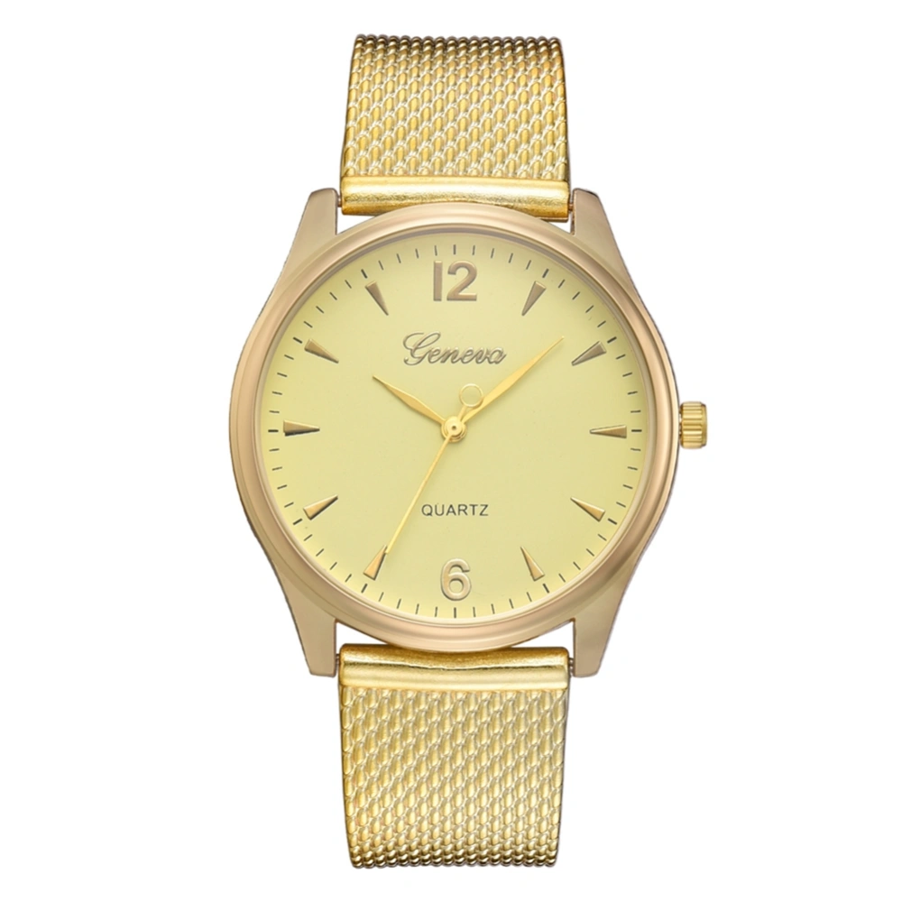 Casual Fashionable Women Business Watch Silicone Strap Wristwatch Watch(Golden)