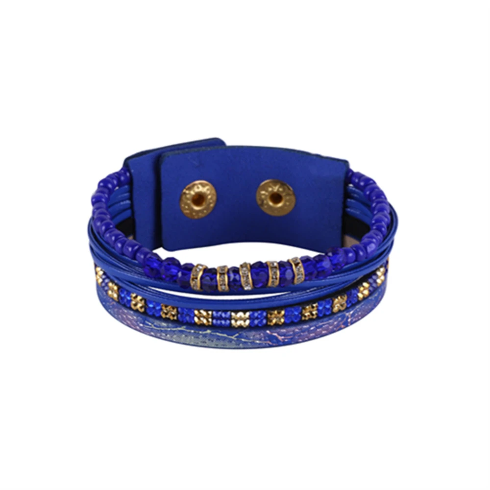 Fashion Press Buckle Bangle Acylic Beads Bracelet Hand Jewelry Gift Accessories Royal Blue