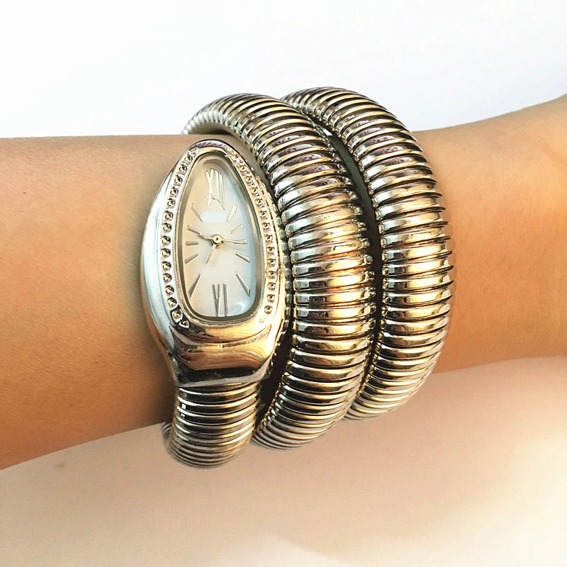 Women Watch Fashion Snake Shape Bangle Watch for Casual Work Office