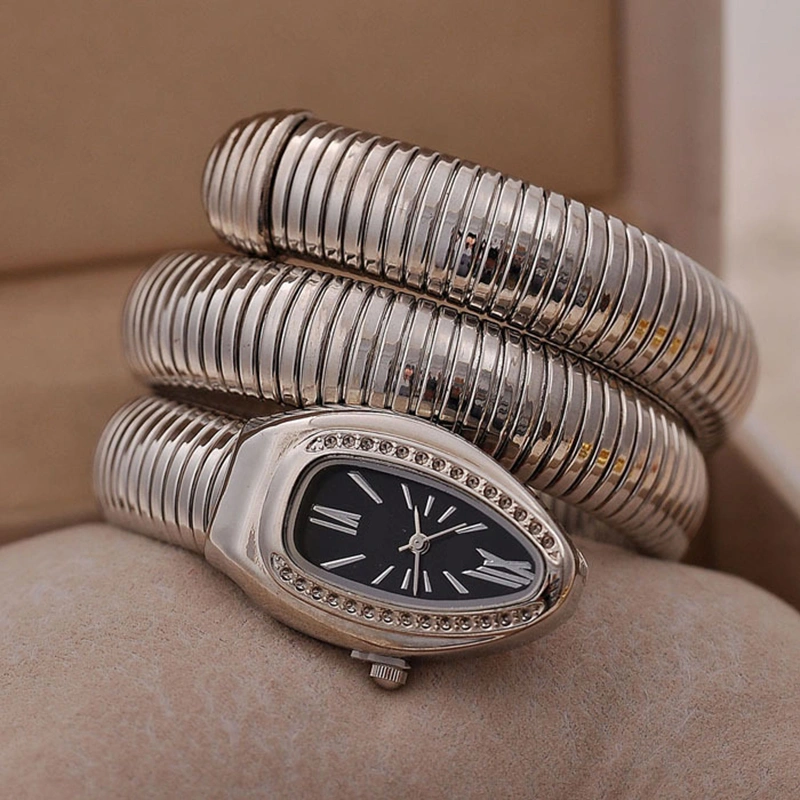 Women Watch Fashion Snake Shape Bangle Watch for Casual Work Office
