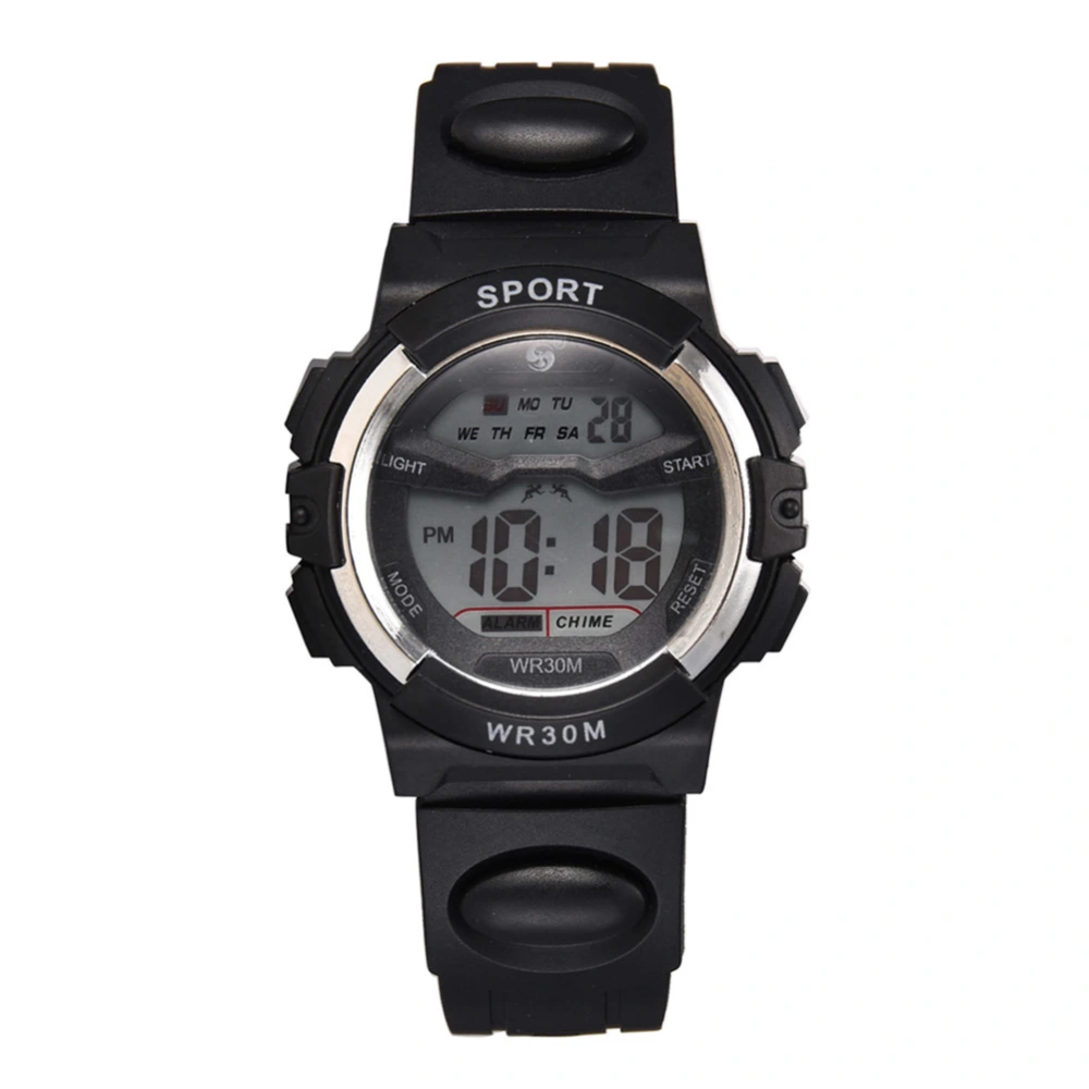 Multi Function Outdoor Sport Men Electronic Rubber Watch Waterproof Wristwatch (White)