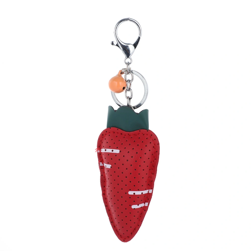 Cute PU Leather Carrots Pendant Key Chain Key Ring Bag Car Ornament Gift (Red)