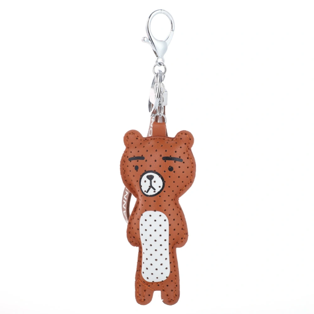 Cute PU Leather Bear Pendant Key Chain Key Ring Key Holder Bag Car Ornament Gift (Brown)