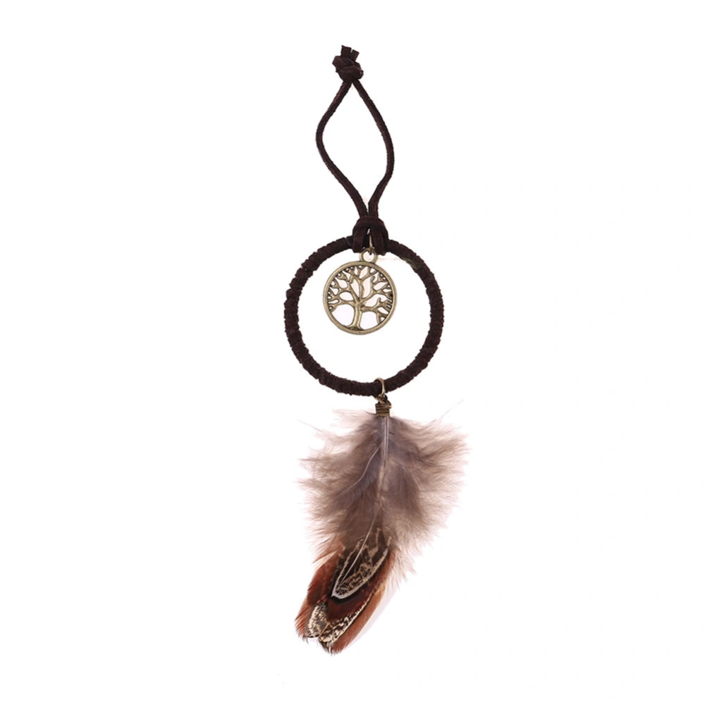 Fashion Life Tree Feather Pendant Alloy Key Ring Exquisite Handbag Decoration