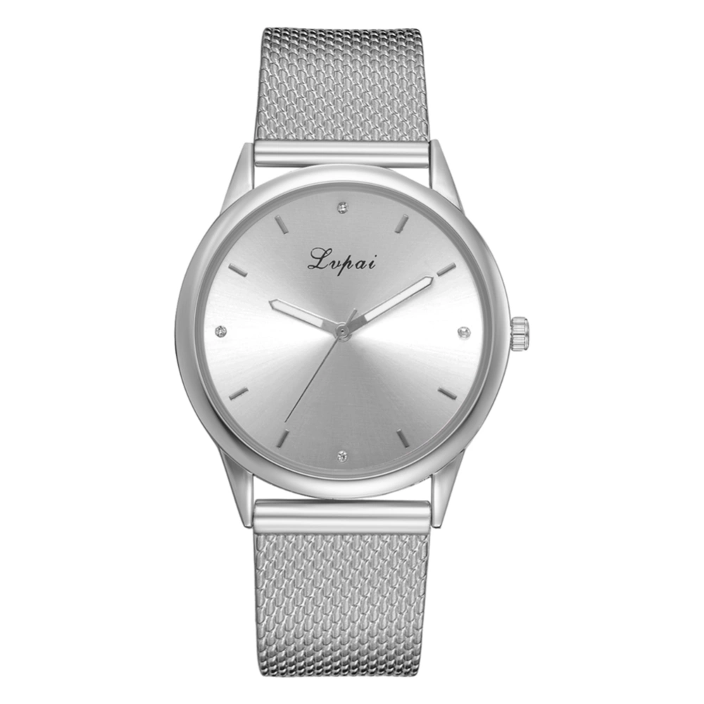 LVPAI Classical Round Dial Quartz Watch Silicone Strap Strap Wristwatch (Silver)