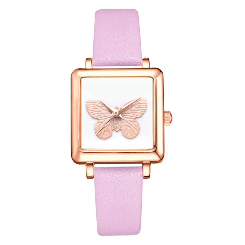 LVPAI Casual Fashionable Square Dial Women PU Leather Strap Wristwatch Watch Pink