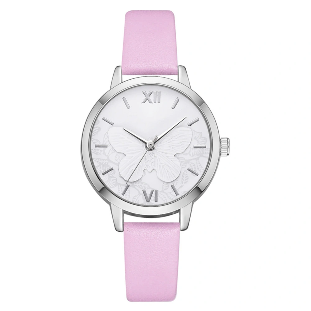 LVPAI Casual Fashionable Women PU Leather Strap Wristwatch Watch Pink