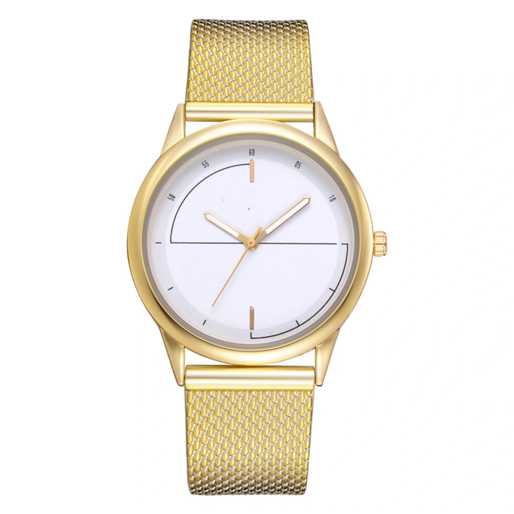 LVPAI Fashionable Round Alloy Dial Quartz Watch Silicone Strap Female Wristwatch (Gold)