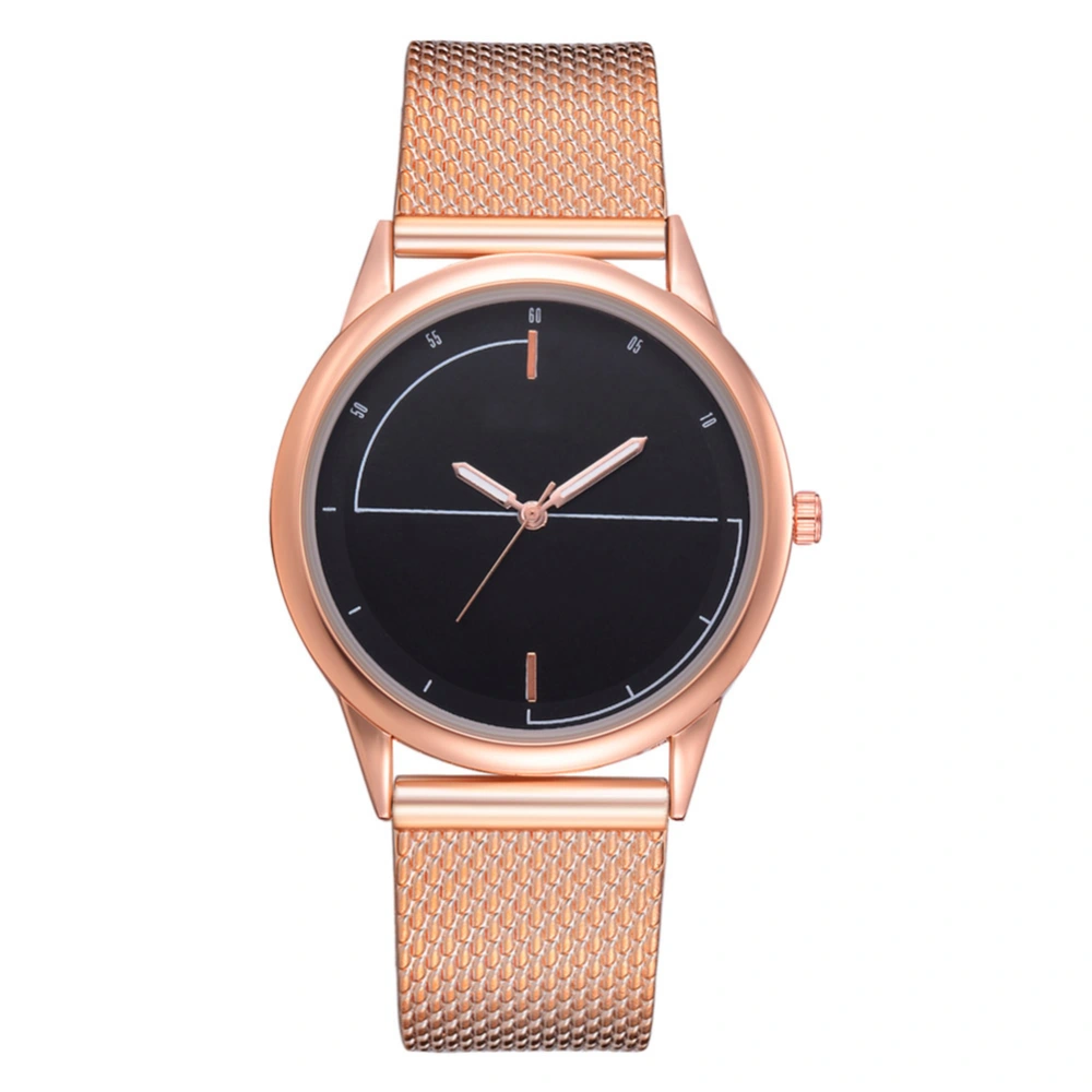 LVPAI Fashionable Round Alloy Dial Quartz Watch Silicone Strap Female Wristwatch (Rose Gold)