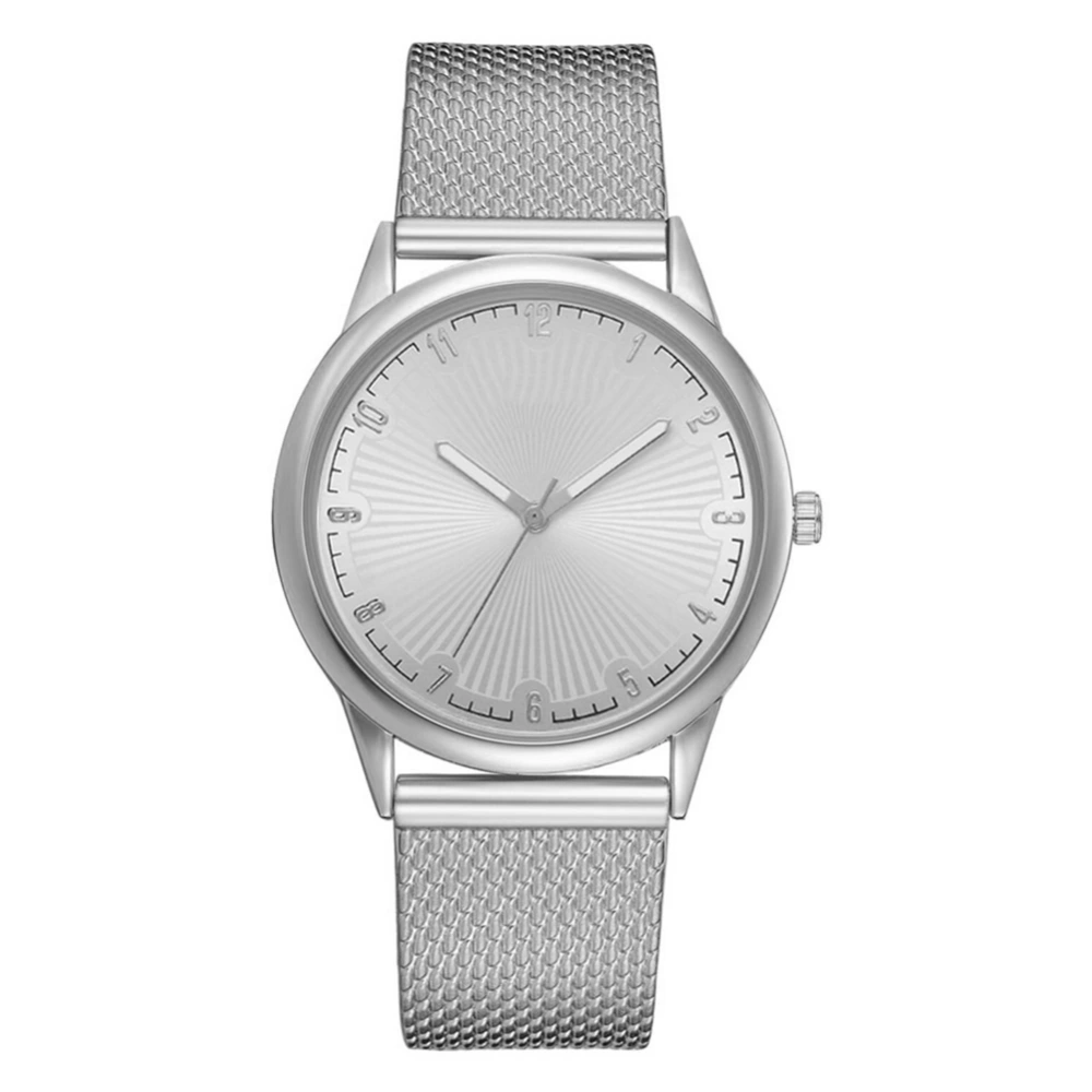 LVPAI Round Alloy Dial Quartz Watch Silicone Strap Female Business Wristwatch (Silver)