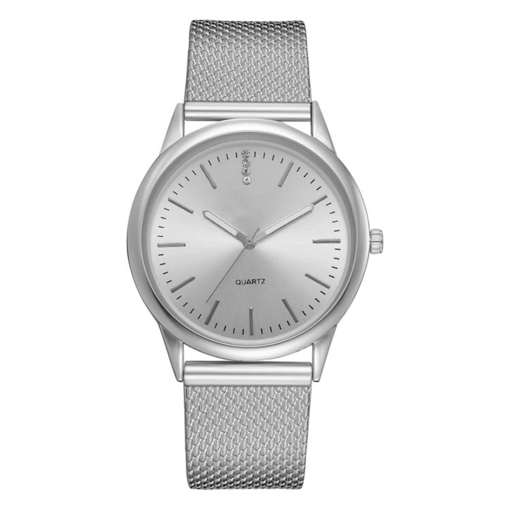 LVPAI Women Silica Gel Alloy Quartz Watch Rhinestone Round Dial Wristwatch (Silver)